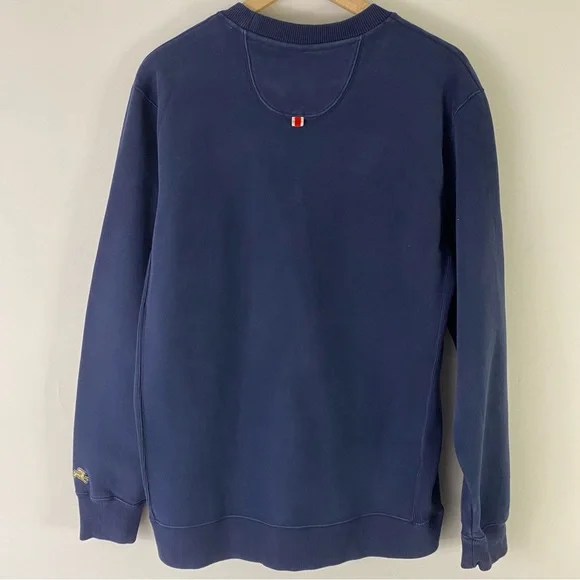 Tracksmith Navy Crewneck Sweater with Orange Detail - Picture 2 of 4